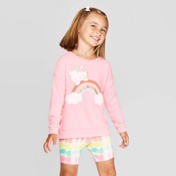 HELLO Kitty Girls Pink Rainbow Lightweight Soft Sweatshirt Gold Accent 12 Mo NWT - Picture 6 of 8